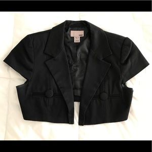 H&M Black Cap Sleeve Cropped Blazer Size 4